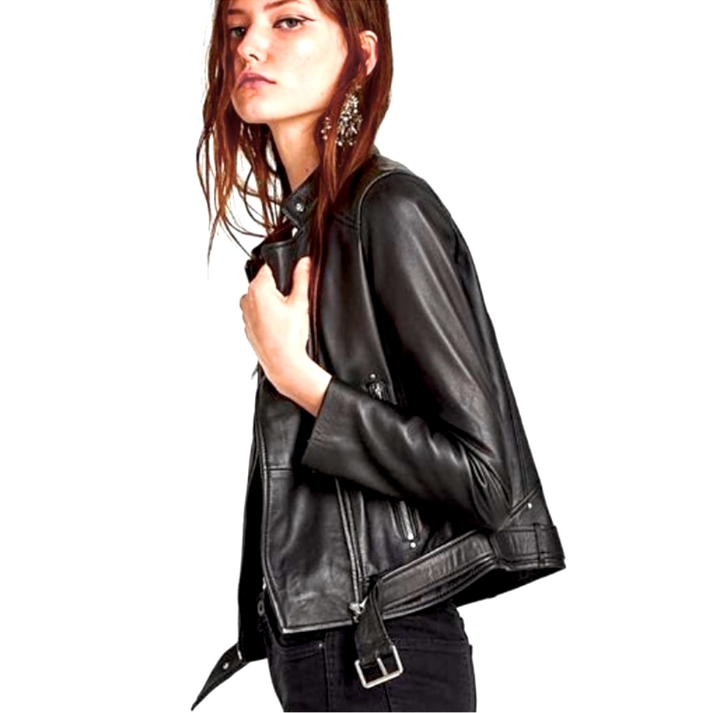 Zara 100% Leather Motorcycle Jacket